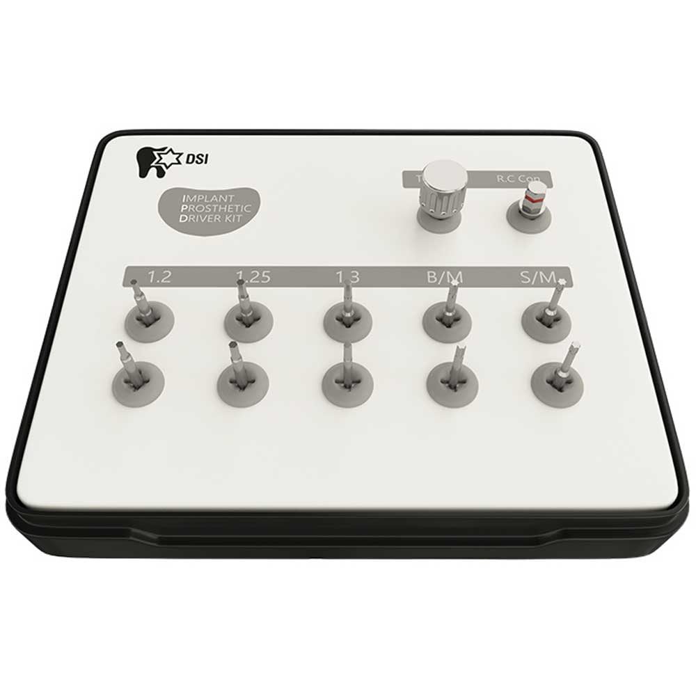 DSI Implant Prosthetic Driver Universal Kit with Abutment Screwdrivers, Turning Handle, and Wrench Condenser