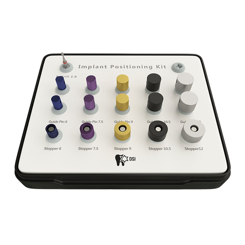 DSI Implant Positioner Kit with Positioning Drill, Guides, and Pins (2.0 mm Drill, 6.0–12.0 mm Guides/Pins)