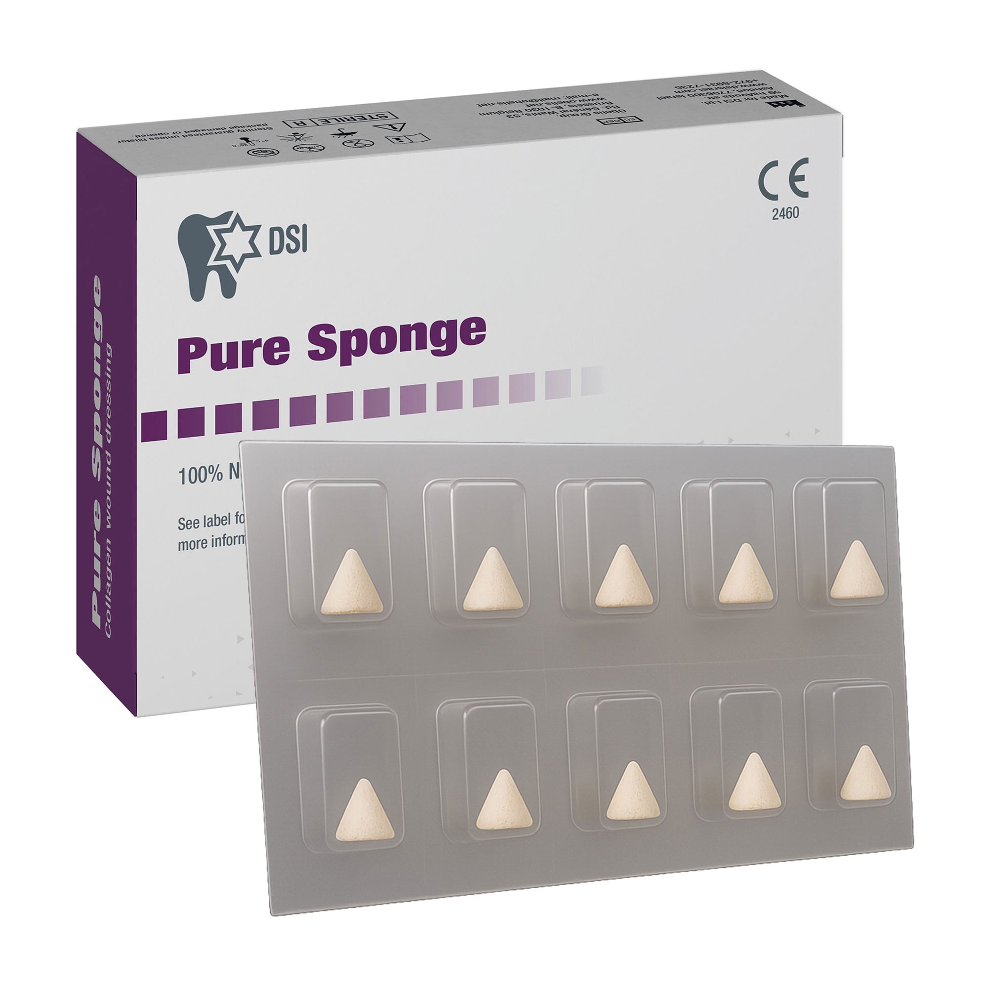 Pure Sponge Absorbable Bovine Collagen, Short Cone 4mm x 7mm, Blister Pack of 10