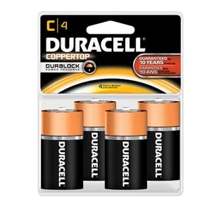 Duracell Alkaline Battery, Size C, 72/Case, UPC# 13848