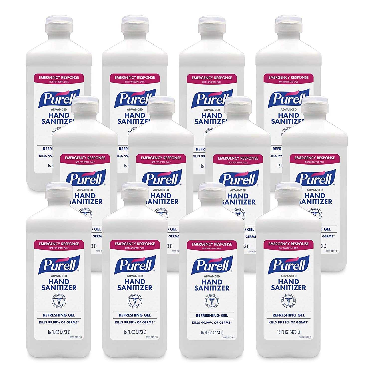 Purell Advanced Instant Gel Hand Sanitizer, 70% Alcohol, 16 oz Bottle, 12/Case