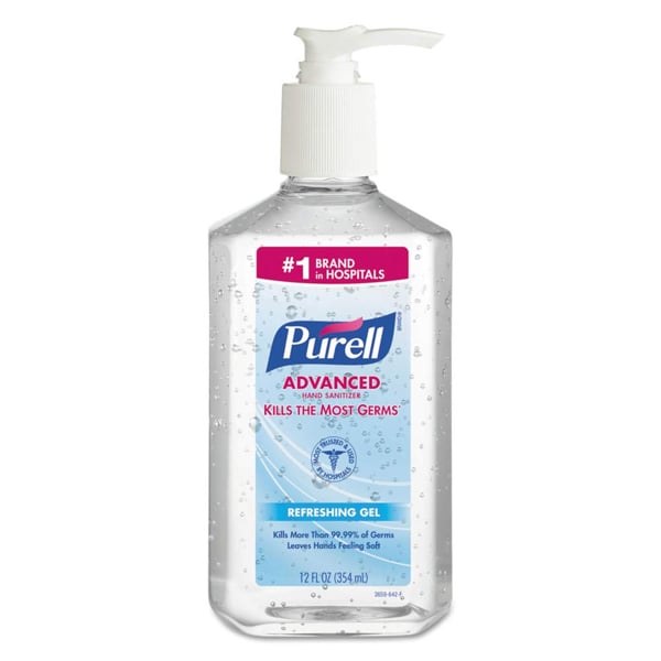 Purell Advanced 70% Ethyl Alcohol Hand Sanitizer Gel, 12 fl oz Pump Bottle, 1/Pk