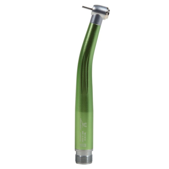 GooDent High Speed Push Button Handpiece, Color Full Series, Green High Strength Fiber Handle, 4-Hole, Single Water Spray, 350,000 RPM