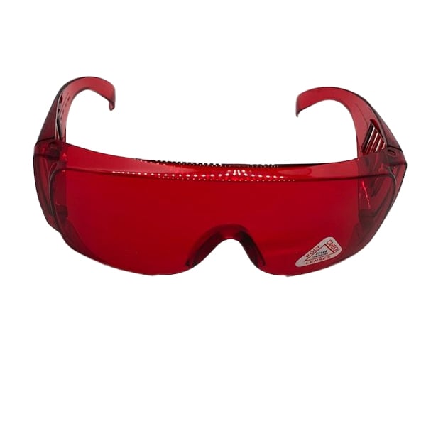 House Brand Polycarbonate UV400 Safety Glasses with Fixed Leg, Red, 1/Pk