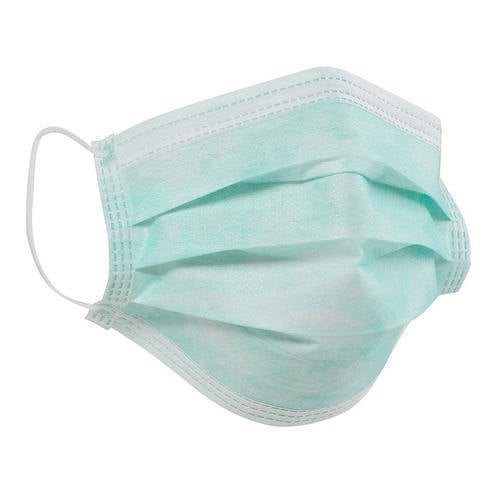 House Brand Ear-loop Face Mask, Pleated, Green, 50/Box