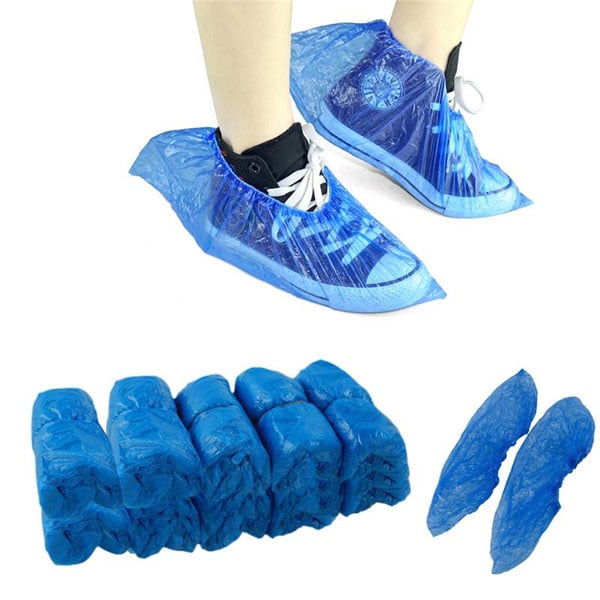 House Brand Shoe Covers, Blue, PEVA, 200 Pairs/Box