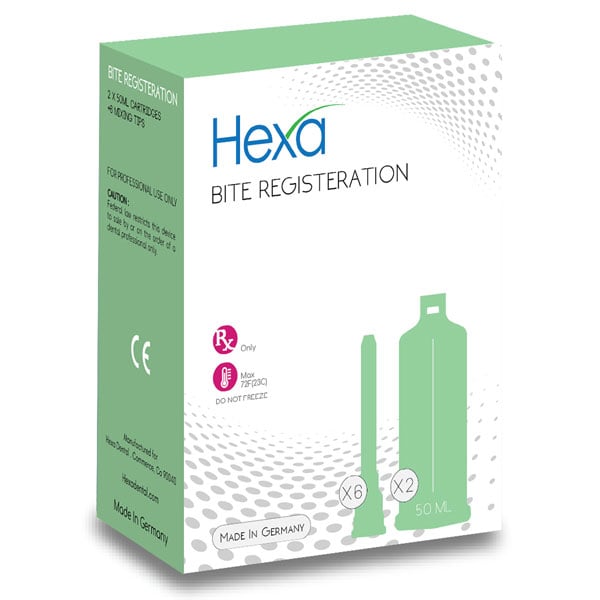 Hexa Bite Registration Material, Regular Set 2, 50 ml Cartridges & 6 Mixing Tips (2 Cartridges per Box)