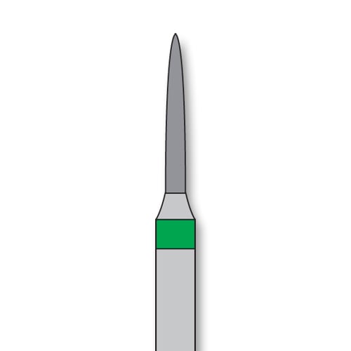 iSmile FG #862.010 C Flame Diamond Bur, Coarse Grit, 1.0 mm Head, 8.0 mm Length, 5/Pk