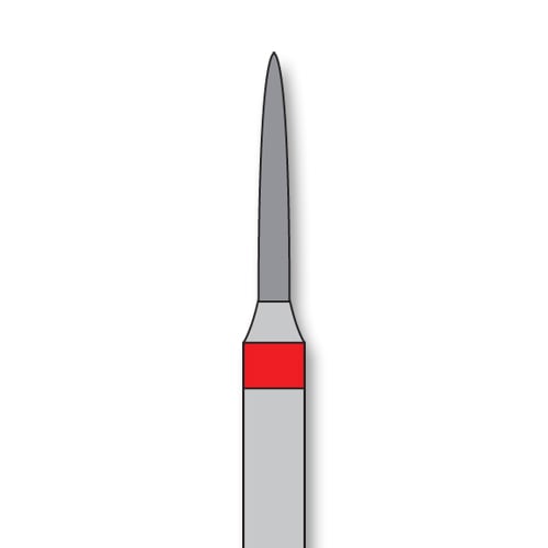 iSmile FG #862.010 F Flame Diamond Bur, Fine Grit, 1.0 mm Head, 8.0 mm Length, 5/Pk