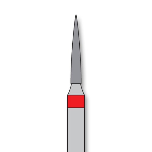 iSmile FG #888.012 F Flame Diamond Bur, Fine Grit, 1.2 mm Head, 8.0 mm Length, 5/Pk