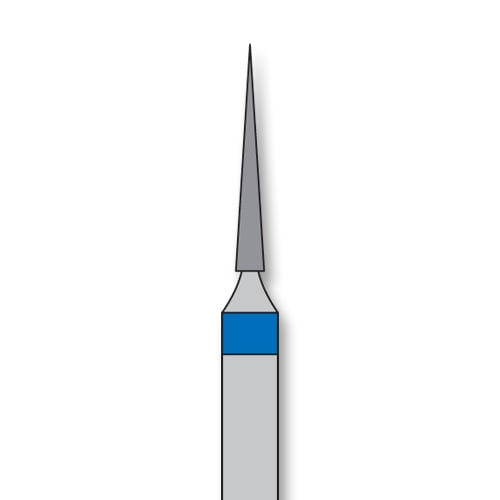iSmile FG #858.010 M Needle Diamond Bur, Medium Grit, 1.0 mm Tip, 8.0 mm Head, 5/Pk