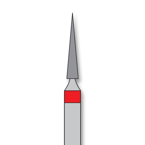 iSmile FG #858.014 F Needle Diamond Bur, Fine Grit, 1.4 mm Head, 8.0 mm Length, 5/Pk
