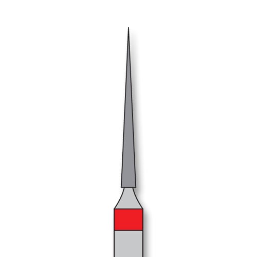 iSmile FG #859.010 F Needle Diamond Bur, Fine Grit, 1.0 mm Head, 11.0 mm Length, 5/Pk