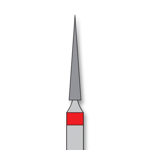 iSmile FG #859.014 F Needle Diamond Bur, Fine Grit, 1.4 mm Head, 10.0 mm Head Length, 5/Pk