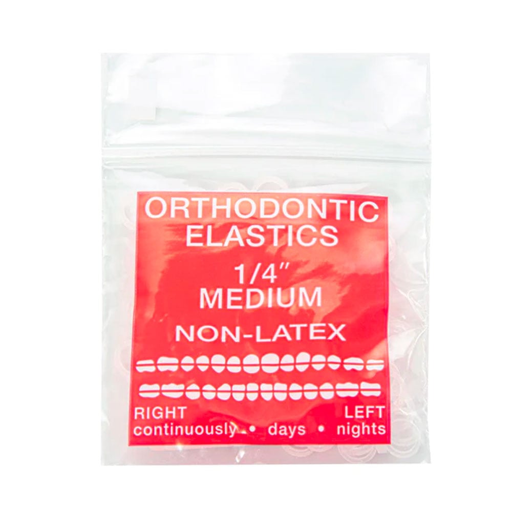 JMU Orthodontic Elastic, Medium 1/4", Latex Free, Clear, 100/Bag