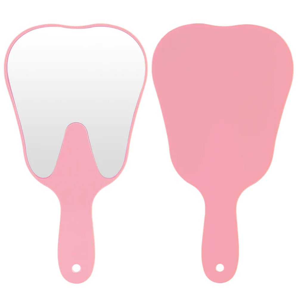 JMU Tooth Shaped Dental Hand Mirror, Pink, 24.5 x 13.5 cm, 1/Pk