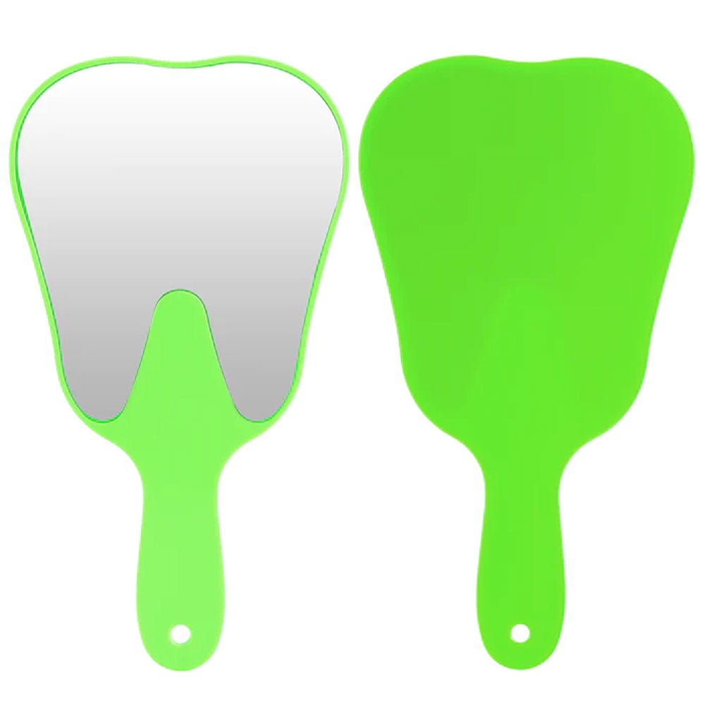 JMU Tooth Shaped Dental Hand Mirror, Green, 24.5 x 13.5 cm, 1/Pk