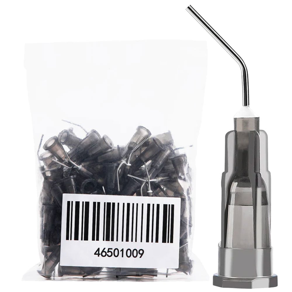 JMU Dental Pre Bent Needle Tips, 22 Gauge, Dark Grey, 100/Bag