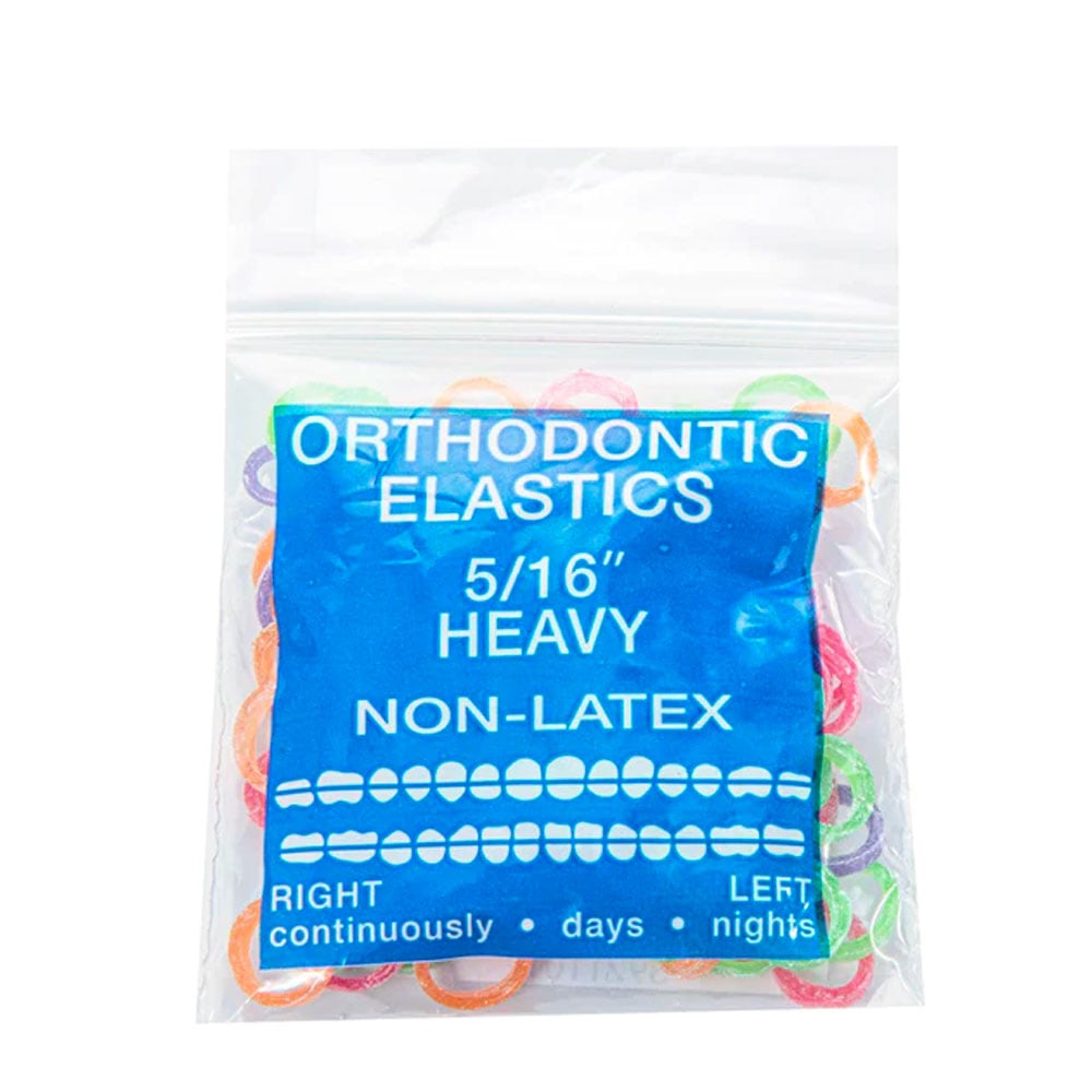 JMU Orthodontic Intraoral Elastics, Heavy 5/16", Assorted Neon, 100/Bag
