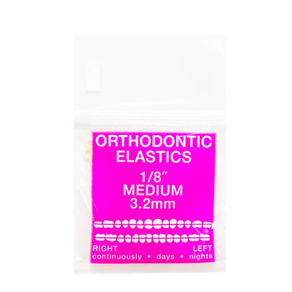 JMU Orthodontic Latex Elastics, Medium 1/8", Yellow, 100/Bag