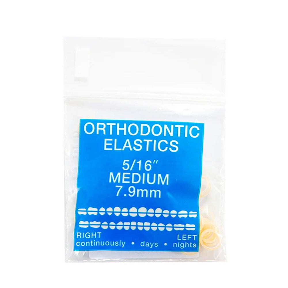 JMU Orthodontic Latex Elastics, Medium 5/16", Yellow, 100/Bag