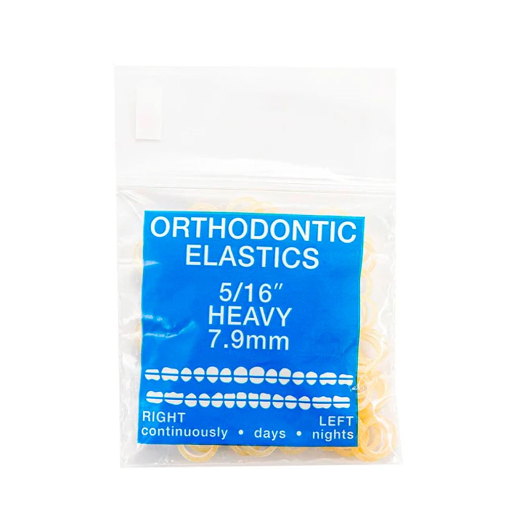 JMU Orthodontic Latex Elastics, Heavy 5/16", Yellow, 100/Bag