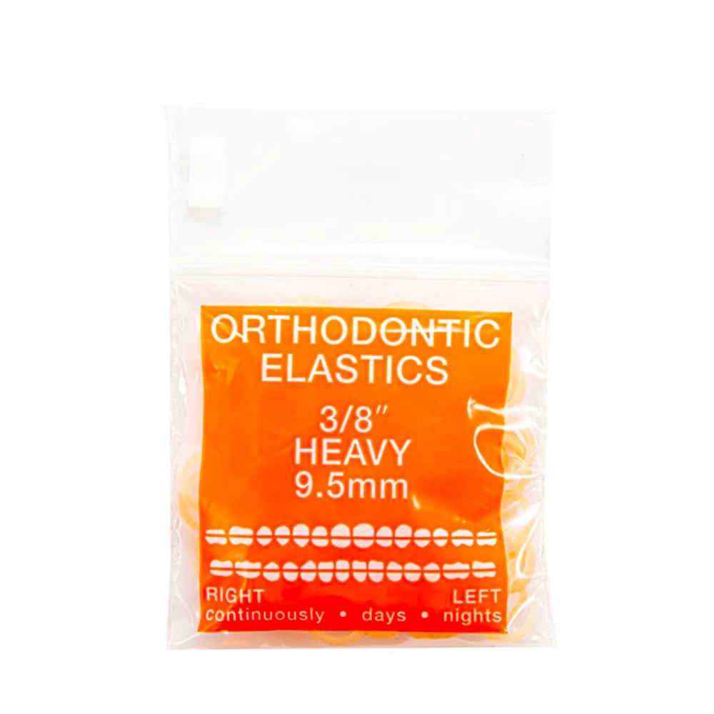 JMU Orthodontic Latex Elastics, Heavy 3/8", Yellow, 100/Bag