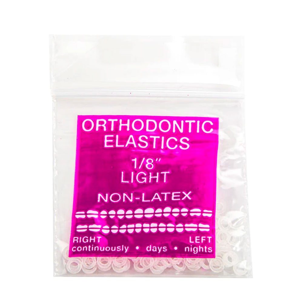 JMU Orthodontic Elastic, Light 1/8", Latex Free, Clear, 100/Bag