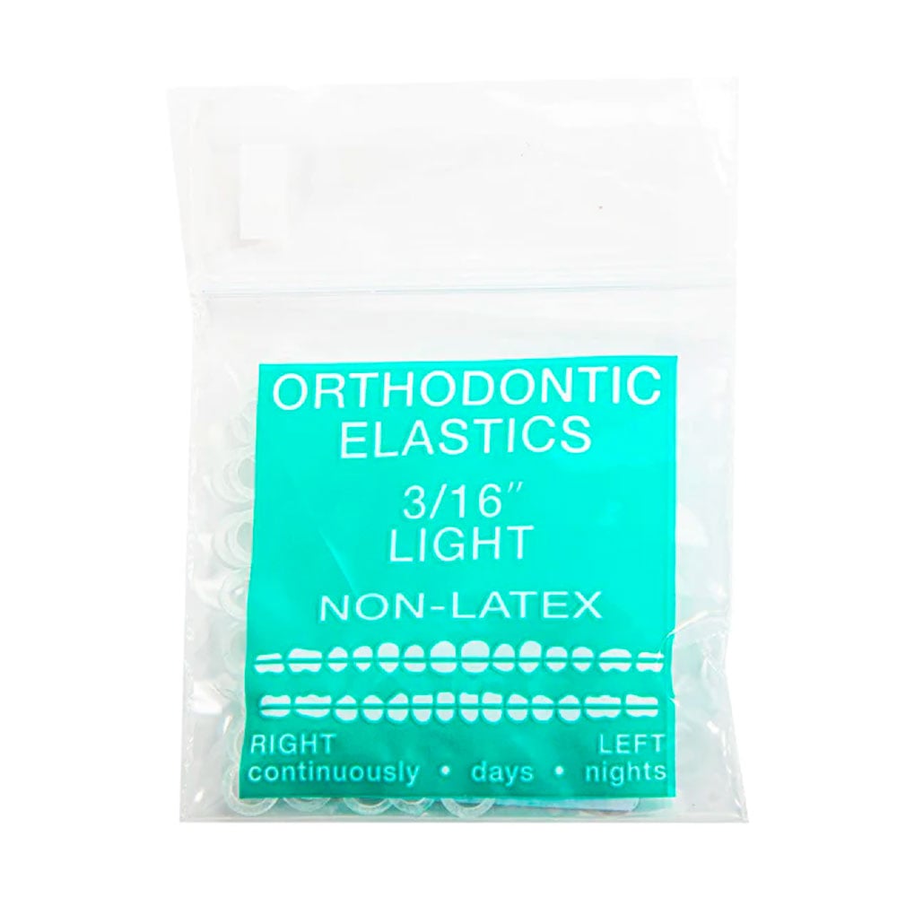 JMU Orthodontic Elastic, Light 3/16", Latex Free, Clear, 100/Bag