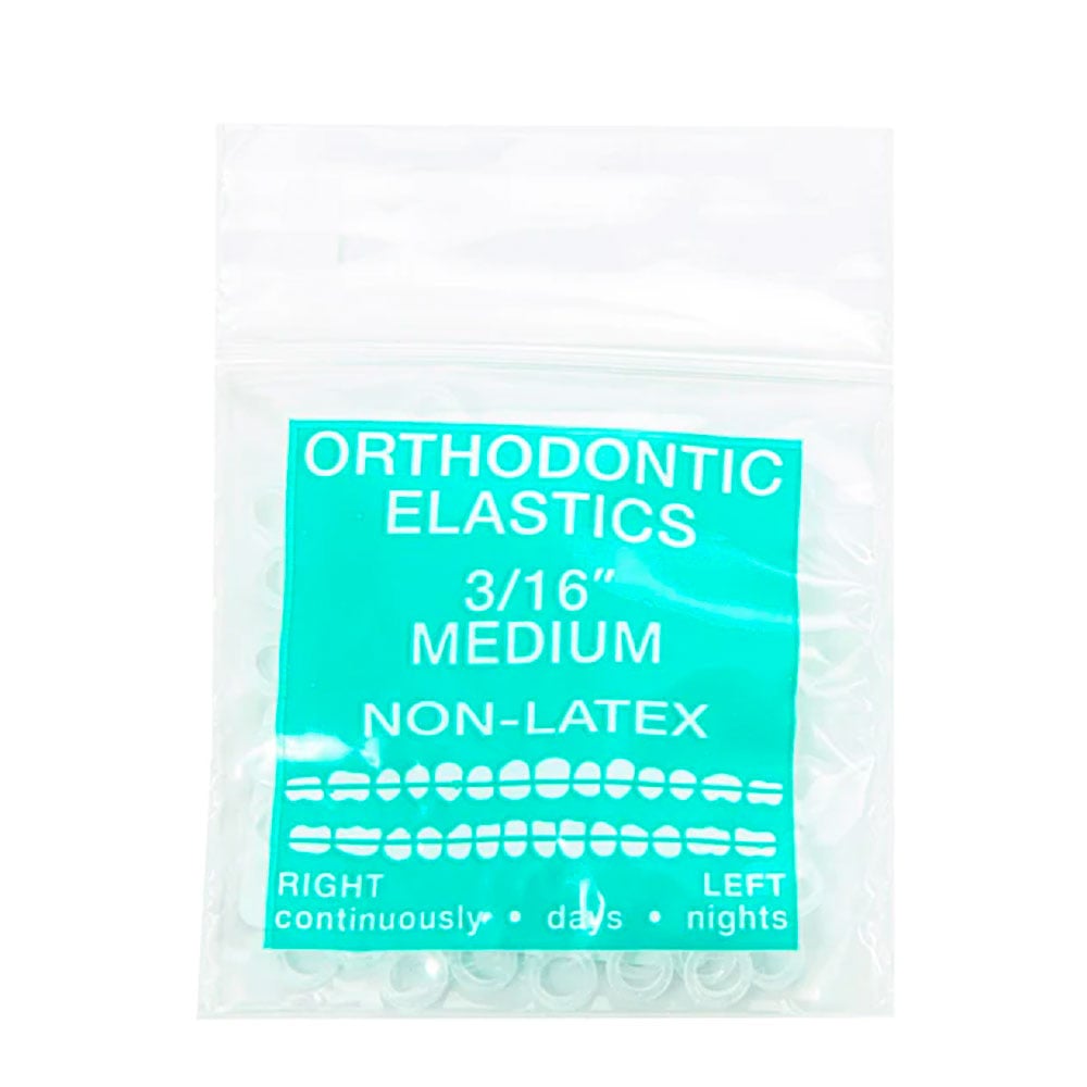 JMU Orthodontic Elastic, Medium 3/16", Latex Free, Clear, 100/Bag