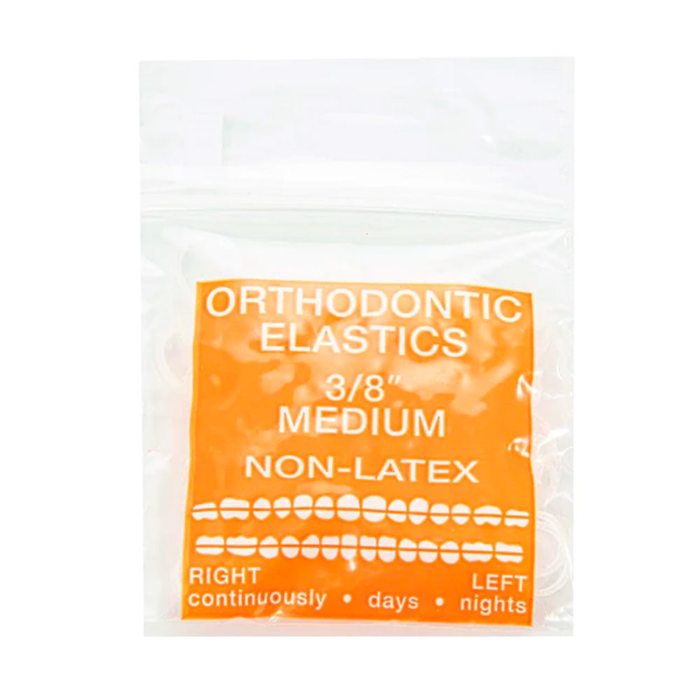 JMU Orthodontic Elastic, Medium 3/8", Latex Free, Clear, 100/Bag