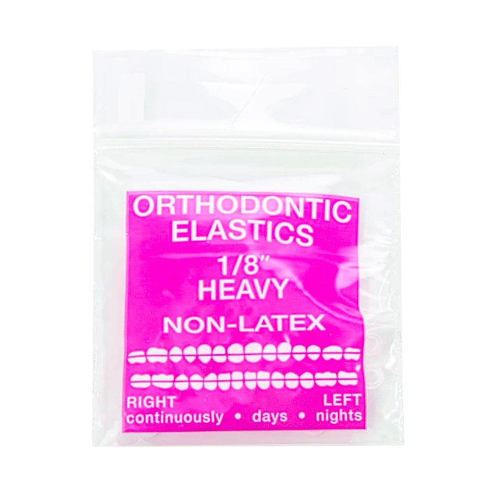 JMU Orthodontic Elastic, Heavy 1/8", Latex Free, Clear, 100/Bag