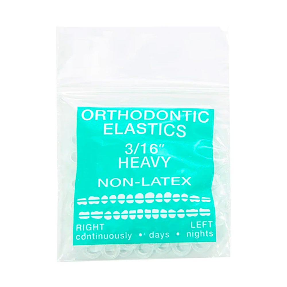 JMU Orthodontic Elastic, Heavy 3/16", Latex Free, Clear, 100/Bag