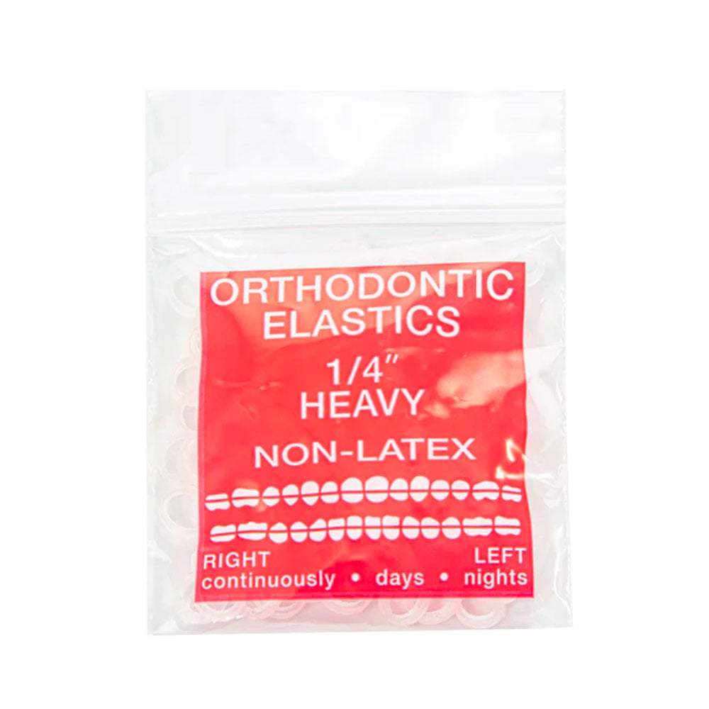 JMU Orthodontic Elastic, Heavy 1/4", Latex Free, Clear, 100/Bag