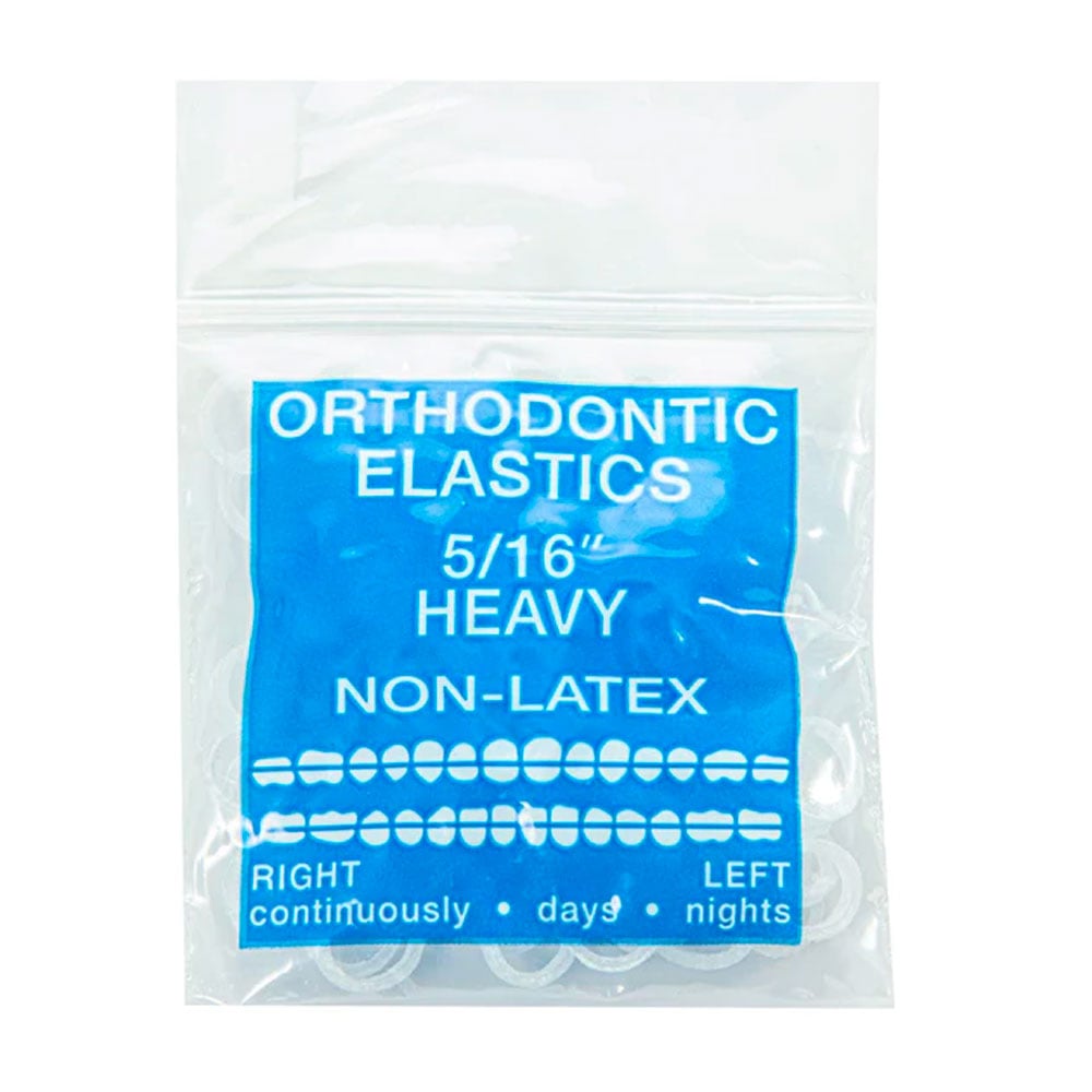 JMU Orthodontic Elastic, Heavy 5/16", Latex Free, Clear, 100/Bag