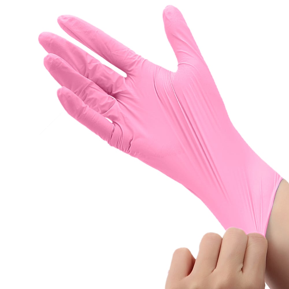JMU Nitrile Exam Gloves, Powder Free, Large, Pink, 1200/Case