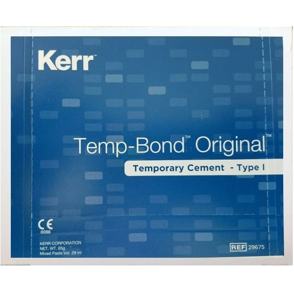 Kerr Temp-Bond Original Temporary Cement, Type I, Blue, Export Package (1 x 50 g Base Tube, 1 x 15 g Accelerator Tube, Mixing Pad)