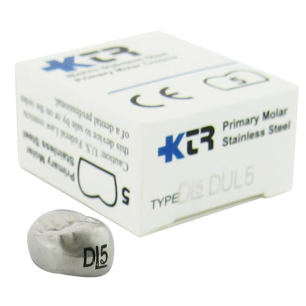 KTR Nichro Stainless Steel Primary Crown, Upper Left First Molar, Size 5, Box of 5, UL-D5