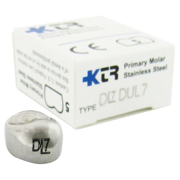 KTR Nichro Stainless Steel Primary Crown, Upper Left Primary First Molar, Size 7 (UL-D7), Box of 5