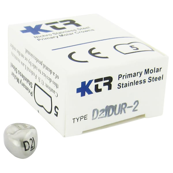 KTR Nichro Stainless Steel Primary Crown, Upper Right First Molar, Size 2 (UR-D2), Box of 5