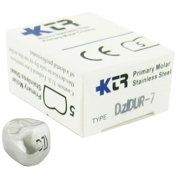 KTR Nichro Stainless Steel Primary Crown, Upper Right First Molar, Size 7, Box of 5 (UR-D7)