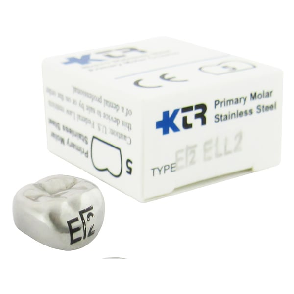 KTR Nichro Stainless Steel Primary Crown, Lower Left Second Primary Molar, Size 2 (LL-E2), Box of 5