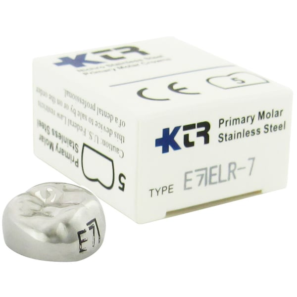KTR Nichro Stainless Steel Primary Crown, Lower Right Second Molar, Size 7, Box of 5, LR-E7