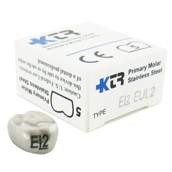 KTR Nichro Stainless Steel Primary Crown, Upper Left Second Molar, Size 2 (UL-E2), Box of 5