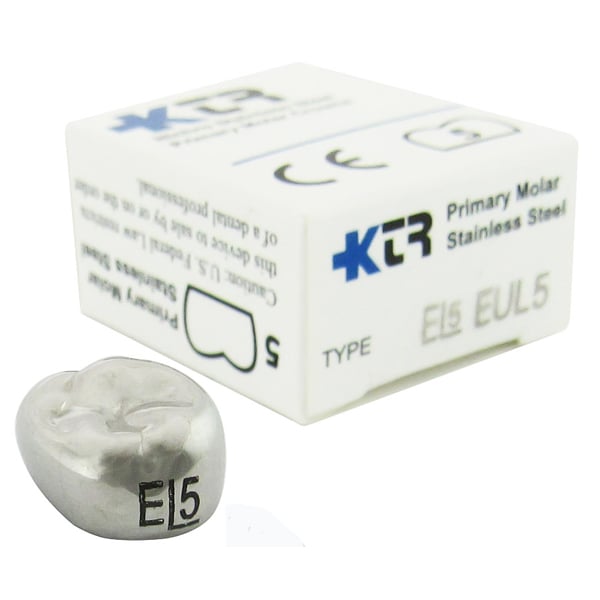 KTR Nichro Stainless Steel Primary Crown, Upper Left Second Molar, Size 5, Box of 5, UL-E5