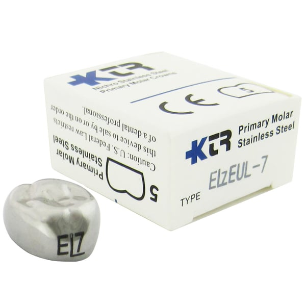 KTR Nichro Stainless Steel Primary Crown, Upper Left Second Molar, Size 7 (UL-E7), Box of 5