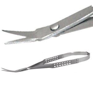 Laschal Periodontal Micro Scissors, 14.5 cm, 1.0 cm Curved Blades at 30 Degree Angle