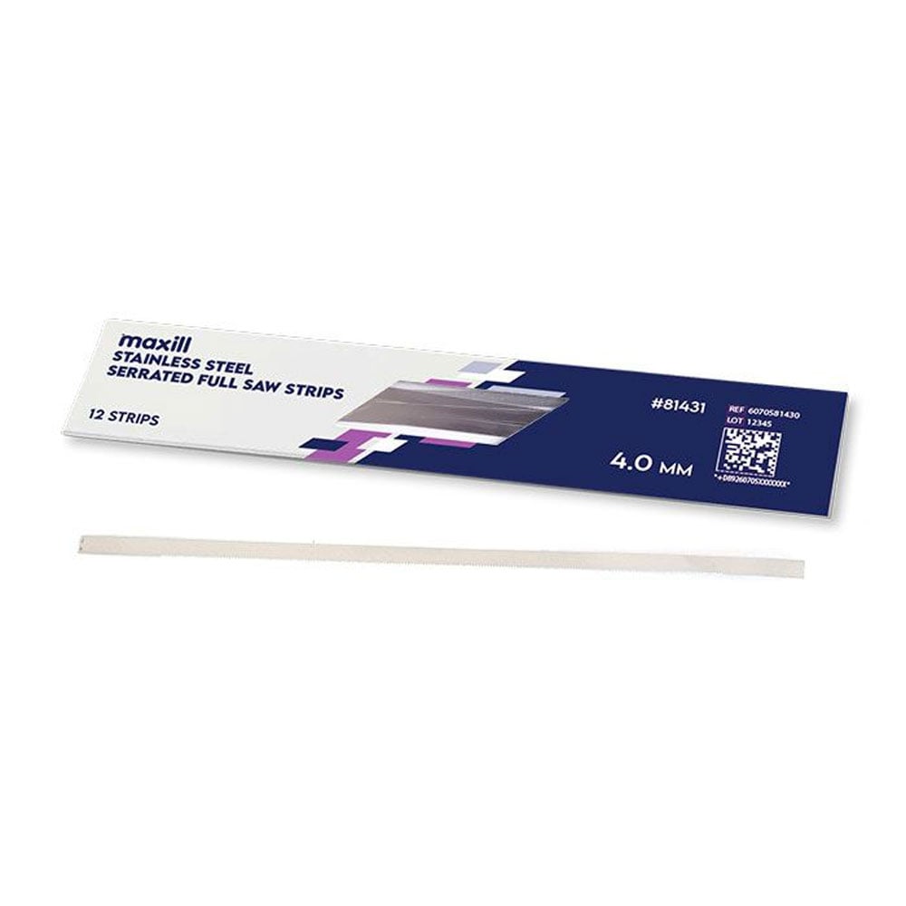 Maxill Stainless Steel Serrated Full Saw Strips, 4.0mm, 12/Pk