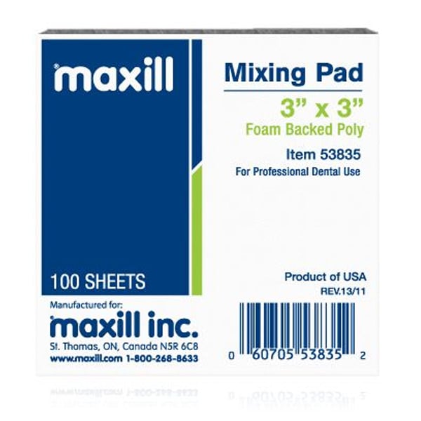 Maxill 3" x 3" Foam Backed Poly Mixing Pad, 100 Sheets/Pad, Single Pad