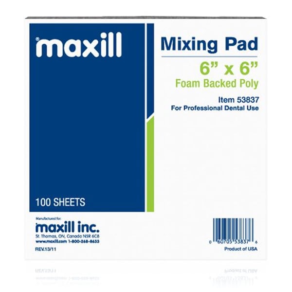 Maxill 6" x 6" Foam Backed Poly Mixing Pad, 100 Sheets/Pad, Single Pad